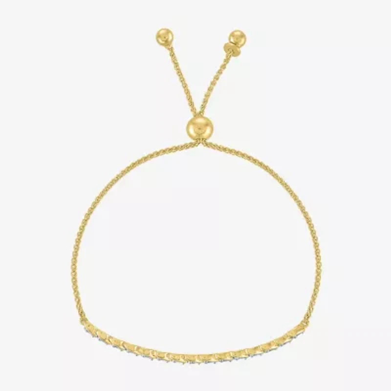 Heart (Gh / Si2 I1) Womens 1/10 CT. T.W. Lab Grown White Diamond 14K Gold Over Silver Sterling Silver Heart Bolo Bracelet