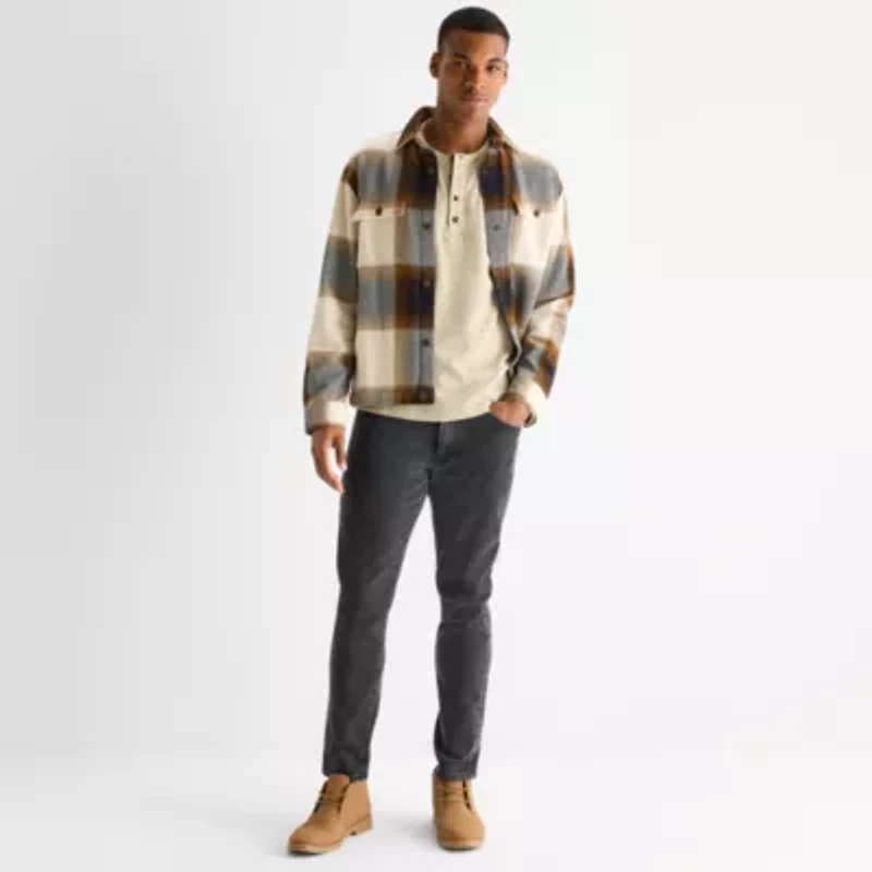 mutual weave Mens Long Sleeve Regular Fit Henley Shirt