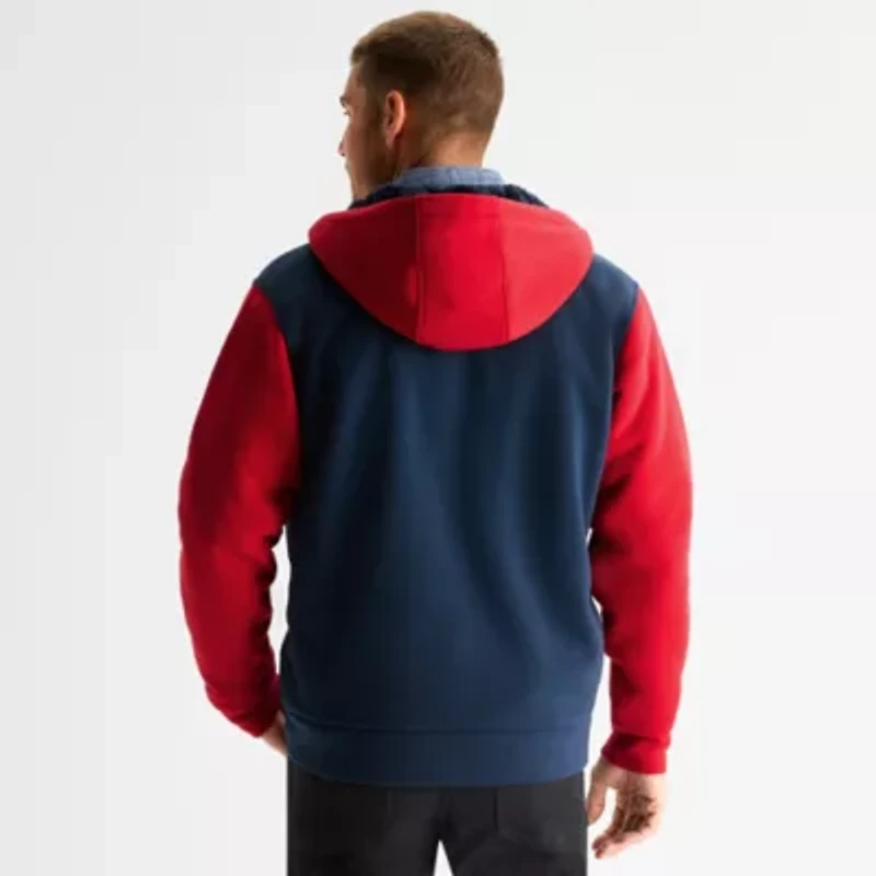 U.S. Polo Assn. Colorblock Sherpa Mens Long Sleeve Embroidered Zipper Hoodie