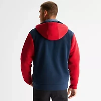 U.S. Polo Assn. Colorblock Sherpa Mens Long Sleeve Embroidered Zipper Hoodie