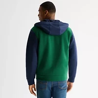 U.S. Polo Assn. Colorblock Sherpa Mens Long Sleeve Embroidered Fleece Zipper Hoodie