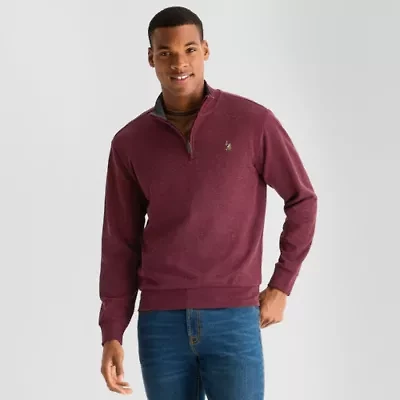 U.S. Polo Assn. Flatback Mens Mock Neck Long Sleeve Quarter-Zip Pullover