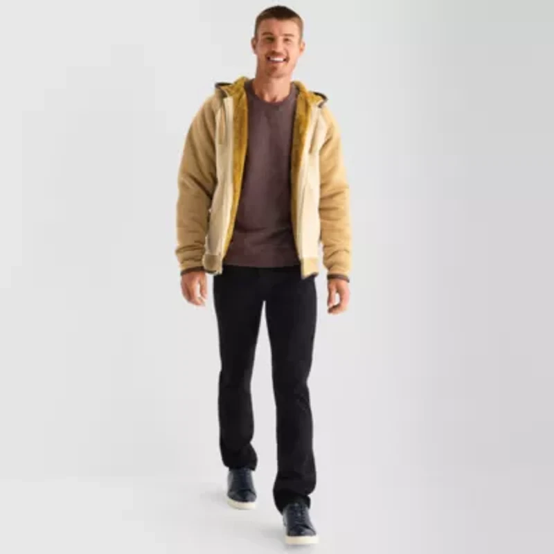 U.S. Polo Assn. Colorblock Sherpa Mens Long Sleeve Embroidered Zipper Hoodie