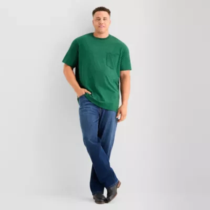 St. John's Bay Super Soft Pocket Mens Crew Neck Short Sleeve Quick Dry Big and Tall T-Shirt