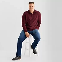 St. John's Bay Super Soft Jersey Big and Tall Mens Classic Fit Long Sleeve Polo Shirt