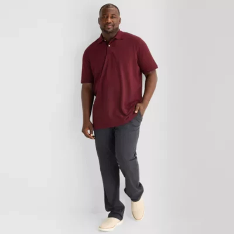 St. John's Bay Premium Stretch Big and Tall Mens Classic Fit Easy-on + Easy-off Adaptive Short Sleeve Polo Shirt
