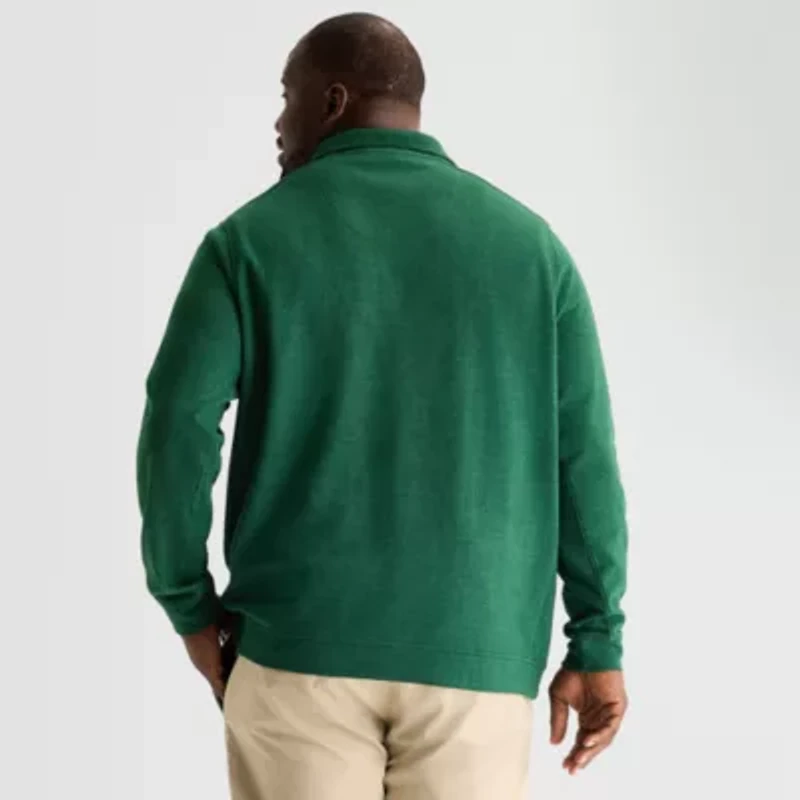 St. John's Bay Double Faced Pique Mens Mock Neck Long Sleeve Big and Tall Quarter-Zip Pullover