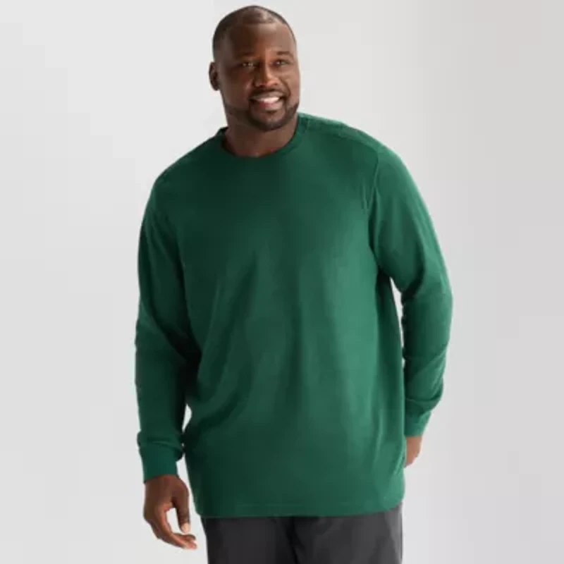 St. John's Bay Waffle Mens Easy-on + Easy-off Crew Neck Long Sleeve Adaptive Big and Tall Sweatshirt