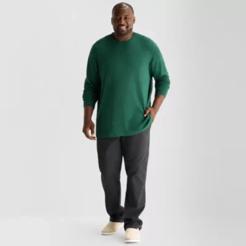 St. John's Bay Waffle Mens Easy-on + Easy-off Crew Neck Long Sleeve Adaptive Big and Tall Sweatshirt