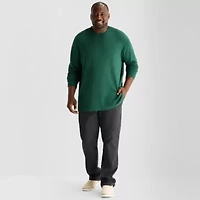 St. John's Bay Waffle Mens Easy-on + Easy-off Crew Neck Long Sleeve Adaptive Big and Tall Sweatshirt
