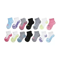 Hanes Ultimate Little & Big Kid Girls 14 Pair Quarter Ankle Socks