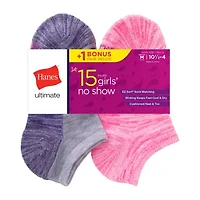 Hanes Big Kid Girls Multi-Pack 15 Pair No Show Socks