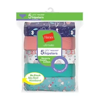 Hanes Ultimate Stretch Little & Big Girls 5 Pack Hipster Panty