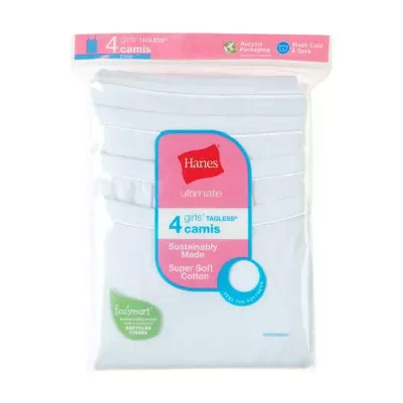 Hanes Ultimate EcoSmart Little & Big Girls 4 Pack Square Neck Camisole