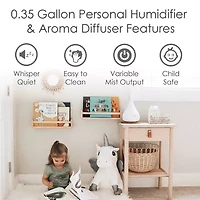 Crane 2-In-1 Personal 0.35 Gallon Ultrasonic Cool Mist Humidifier & Aroma Diffuser