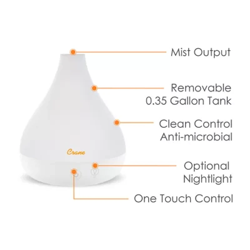Crane 2-In-1 Personal 0.35 Gallon Ultrasonic Cool Mist Humidifier & Aroma Diffuser