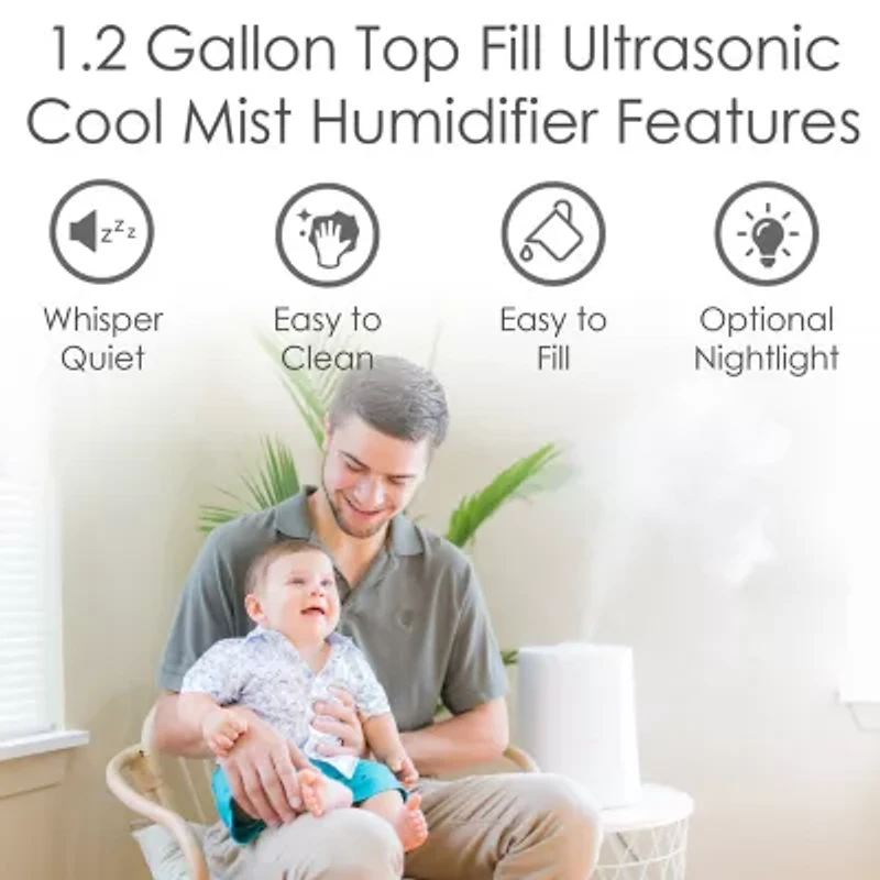 Crane 2-In-1 1.2 Gallon Ultrasonic Cool Mist Humidifier & Aroma Diffuser