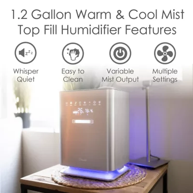 Crane 1.2 Gallon Ultrasonic Warm & Cool Mist Humidifier w/ Remote