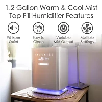 Crane 1.2 Gallon Ultrasonic Warm & Cool Mist Humidifier w/ Remote