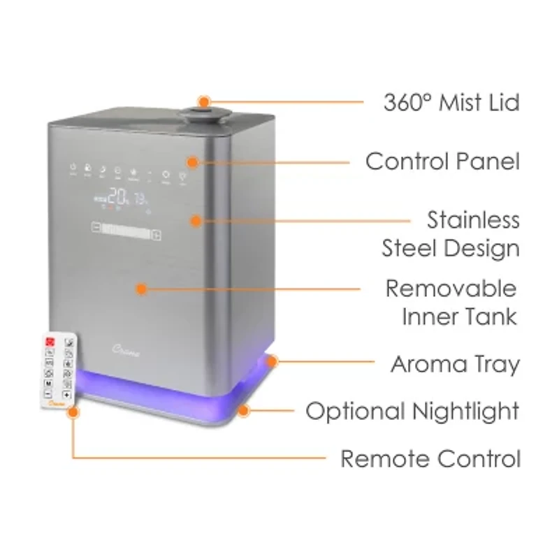 Crane 1.2 Gallon Ultrasonic Warm & Cool Mist Humidifier w/ Remote