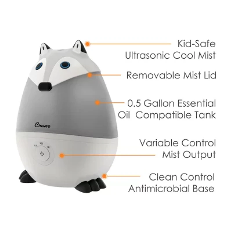 Crane Mini 0.5 Gallon Ultrasonic Cool Mist Humidifier - Fox