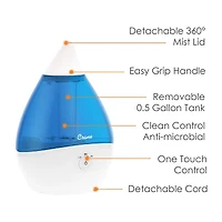 Crane Droplet 0.5 Gallon Ultrasonic Cool Mist Humidifier