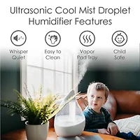 Crane Droplet 0.5 Gallon Ultrasonic Cool Mist Humidifier - Clear/White