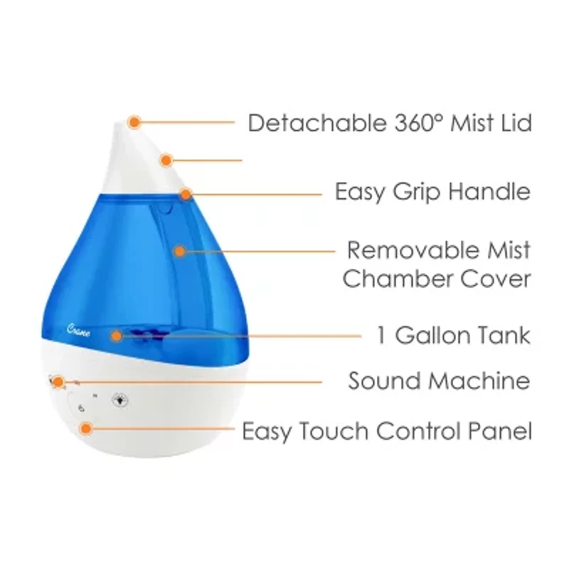 Crane 4-In-1 Top Fill 1 Gallon Cool Mist Humidifier with Sound Machine