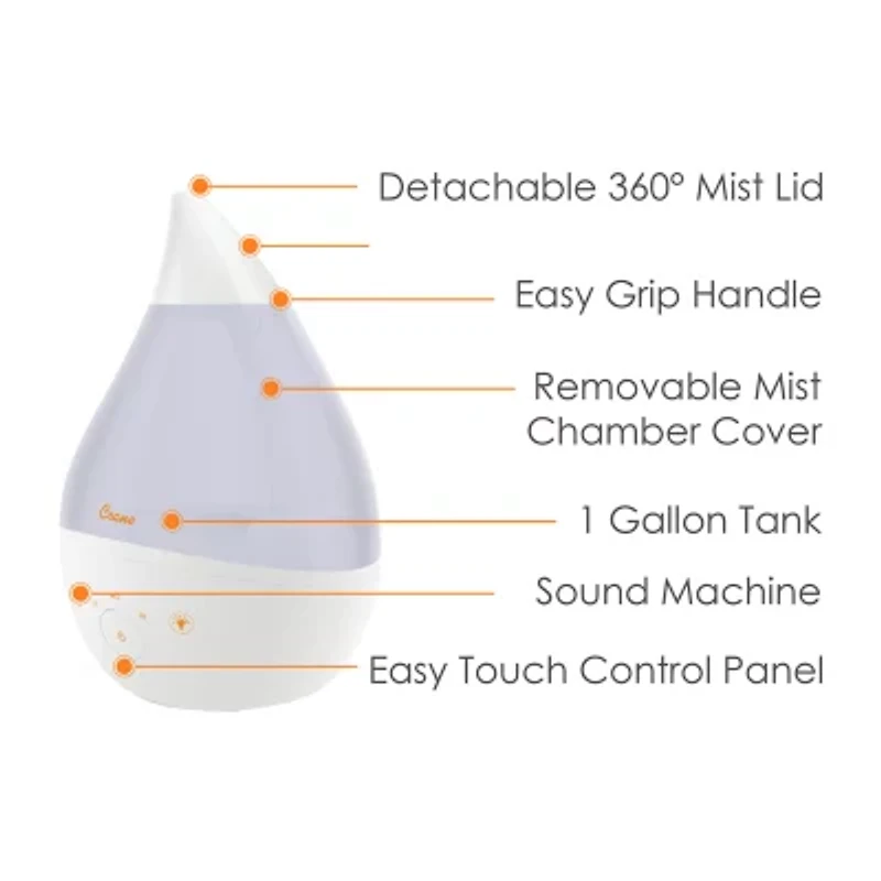 Crane 4-In-1 Top Fill 1 Gallon Cool Mist Humidifier with Sound Machine