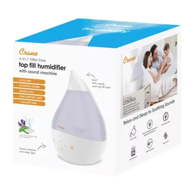 Crane 4-In-1 Top Fill 1 Gallon Cool Mist Humidifier with Sound Machine