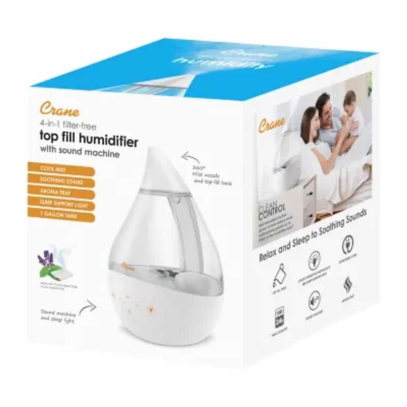 Crane 4-In-1 Top Fill 1 Gallon Cool Mist Humidifier with Sound Machine
