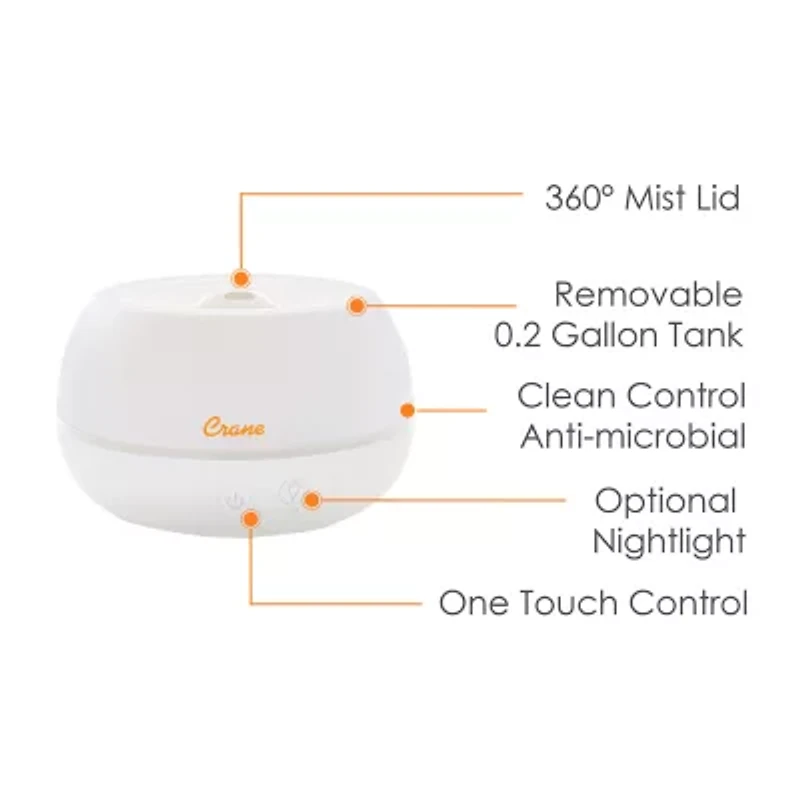 Crane 2-In-1 Personal 0.2 Gallon Ultrasonic Cool Mist Humidifier & Aroma Diffuser