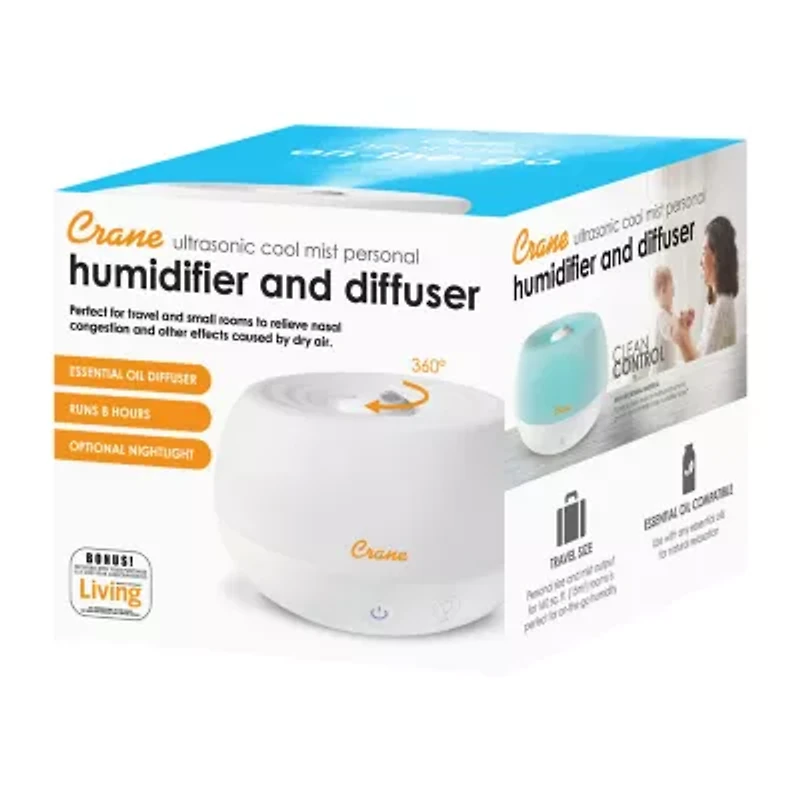 Crane 2-In-1 Personal 0.2 Gallon Ultrasonic Cool Mist Humidifier & Aroma Diffuser
