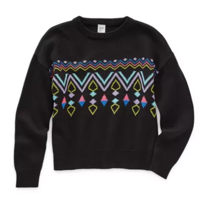 Thereabouts Little & Big Kid Girls Round Neck Long Sleeve Pullover Sweater