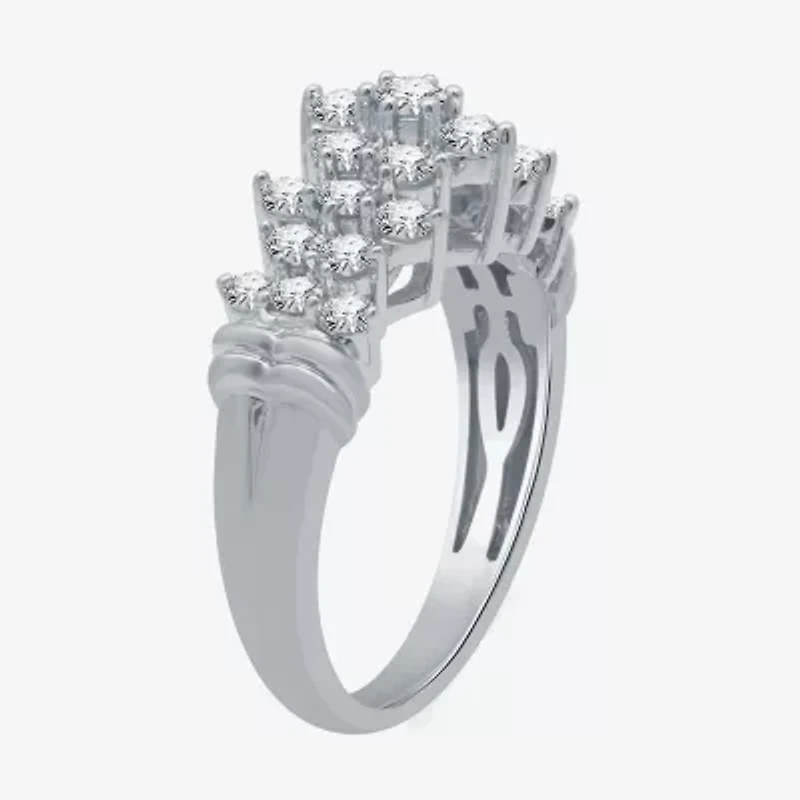 (G-H / SI2-I1) Womens 1 CT. T.W. Lab Grown White Diamond 10K or Yellow Gold Cocktail Ring