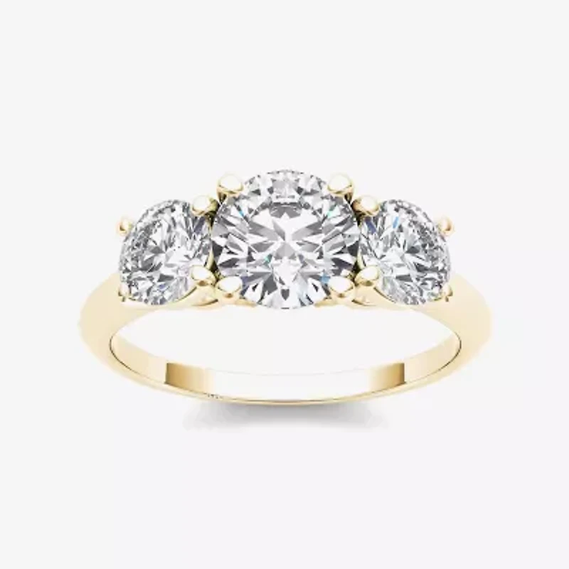 2 CT.T.W. Natural Diamond 14K Yellow Gold 3-Stone Engagement Ring