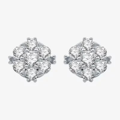 (H-I / I1) 1/2 CT. T.W. Lab Grown White Diamond 10K White Gold 8.2mm Stud Earrings