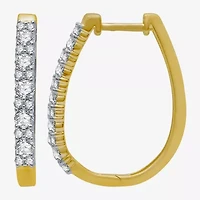 (H-I / I1) Womens 1 CT. T.W. Lab Grown White Diamond 10K Gold 24.6mm Hoop Earrings