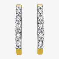(H-I / I1) Womens 1 CT. T.W. Lab Grown White Diamond 10K Gold 24.6mm Hoop Earrings