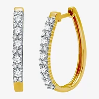 (H-I / I1) Womens 1 CT. T.W. Lab Grown White Diamond 10K Gold 24.6mm Hoop Earrings