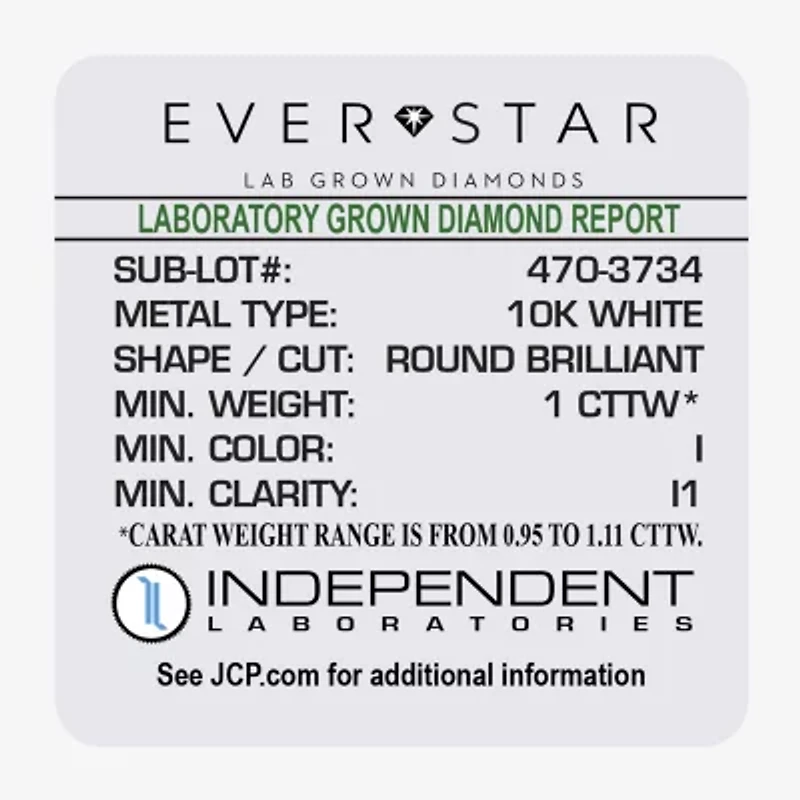 H-I / I1) Womens 1 CT. T.W. Lab Grown White Diamond 10K White Gold 21.9mm Hoop Earrings