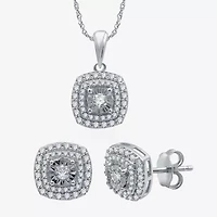 (H-I / I1) Womens 1 CT. T.W. Lab Grown White Diamond 10K White Gold 2-pc. Jewelry Set