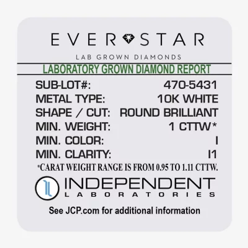 (H-I / I1) Womens 1 CT. T.W. Lab Grown White Diamond 10K White Gold 2-pc. Jewelry Set