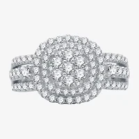 (H-I / I1) Womens 1 CT. T.W. Lab Grown White Diamond 10K Gold Halo Cocktail Ring