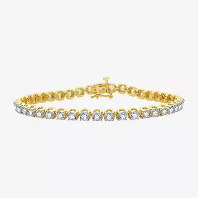 H-I / I1) Womens CT. T.W. Lab Grown White Diamond 10K Gold Tennis Bracelet