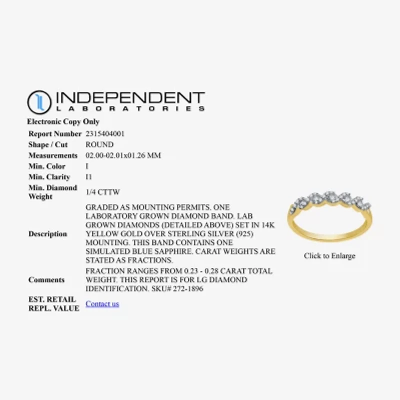 I Said Yes (H-I / I1) Womens 1/4 CT. T.W. Lab Grown White Diamond Sterling Silver Anniversary Wedding Band