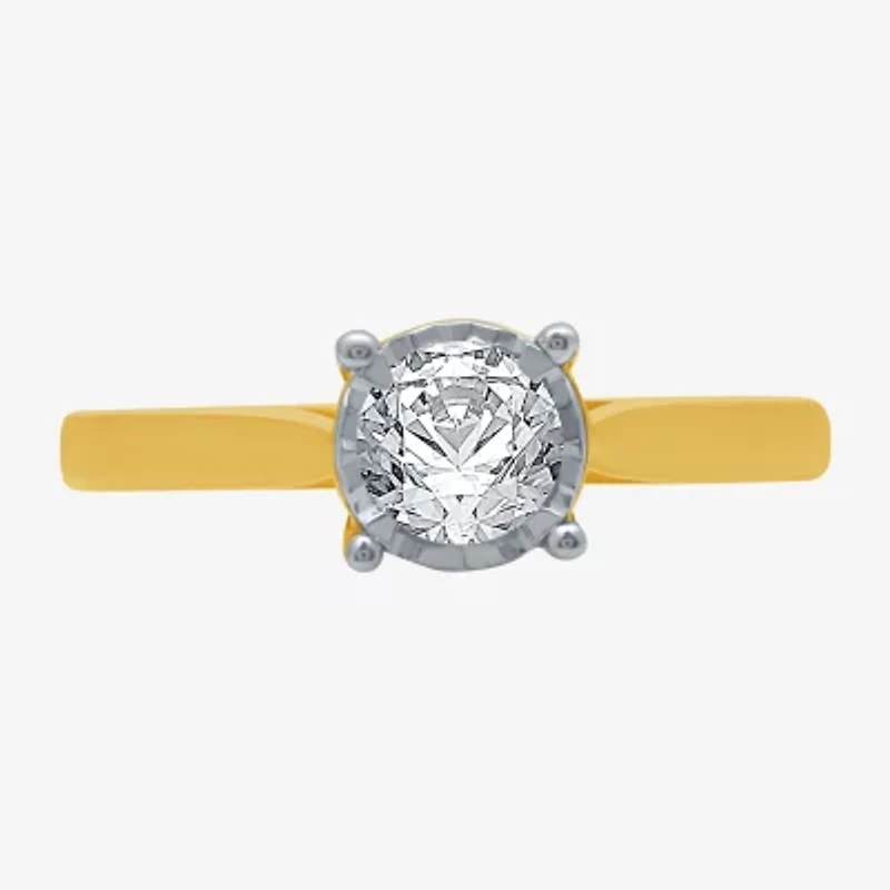 H-I / I1) Womens / CT. Lab Grown White Diamond 10K Gold Round Solitaire Engagement Ring
