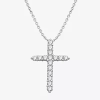 (H-I / I1) Womens 1/2 CT. T.W. Lab Grown White Diamond 10K Gold Cross Pendant Necklace