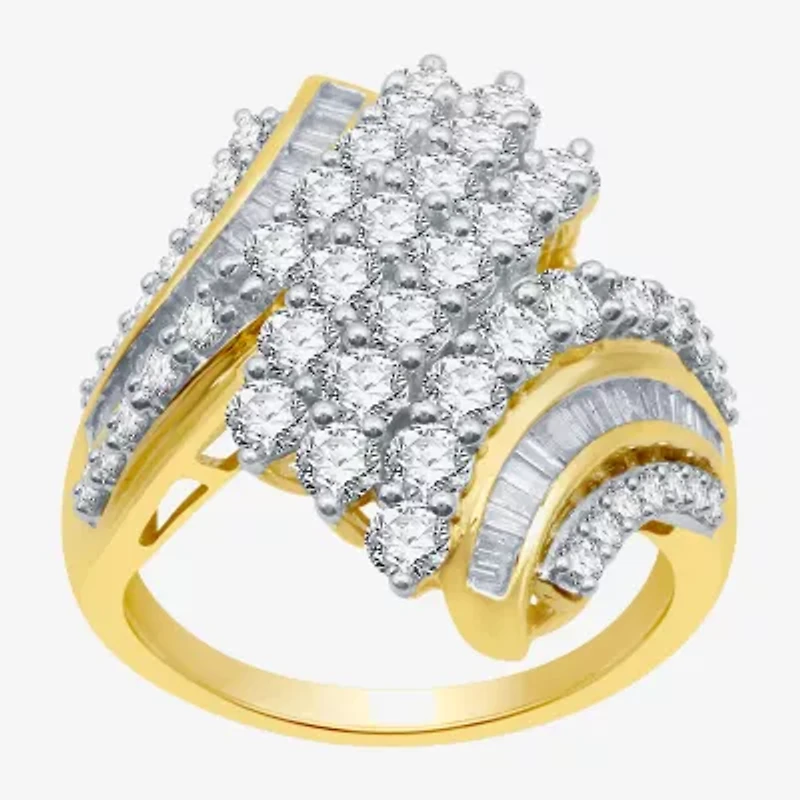 Womens / CT. T.W. Natural White Diamond 10K Gold Cluster Cocktail Ring