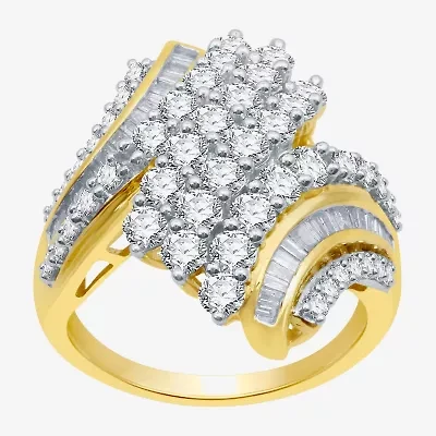 Womens / CT. T.W. Natural White Diamond 10K Gold Cluster Cocktail Ring